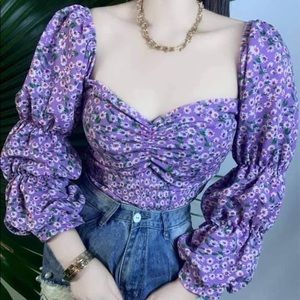Floral long-sleeve Cop Top - New